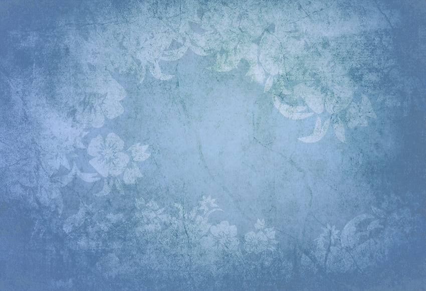 Fine Art Blue Watercolor Flower Backdrop 