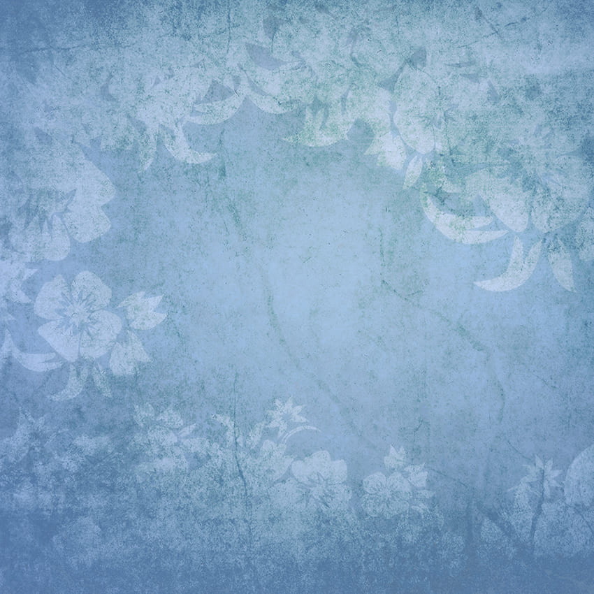 Fine Art Blue Watercolor Flower Backdrop D1022