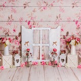 Romantic Valentine's Day Flower Wood Backdrop D1051