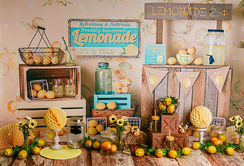 Lemonade Stand Summer Fresh Lemon Backdrop