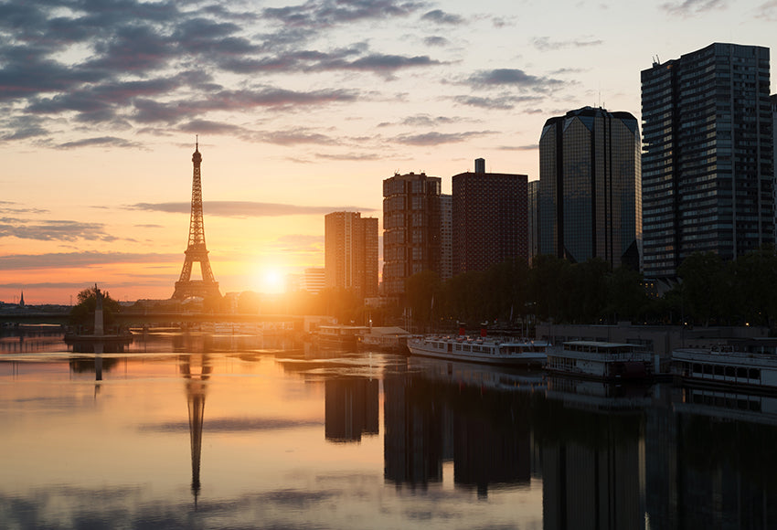 Eiffel Tower Backdrop Paris Sunset City Landscape Backdrop for Photo Booth D129