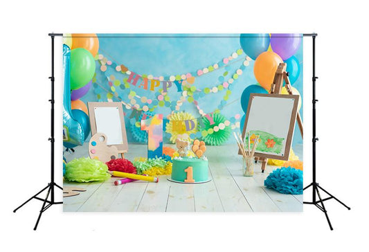 Happy 1st Birthday Backdrop for Party Decoration LV-964 – Dbackdrop