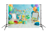 First Birthday Smash Cake Blue Backdrop for Baby Photography D304