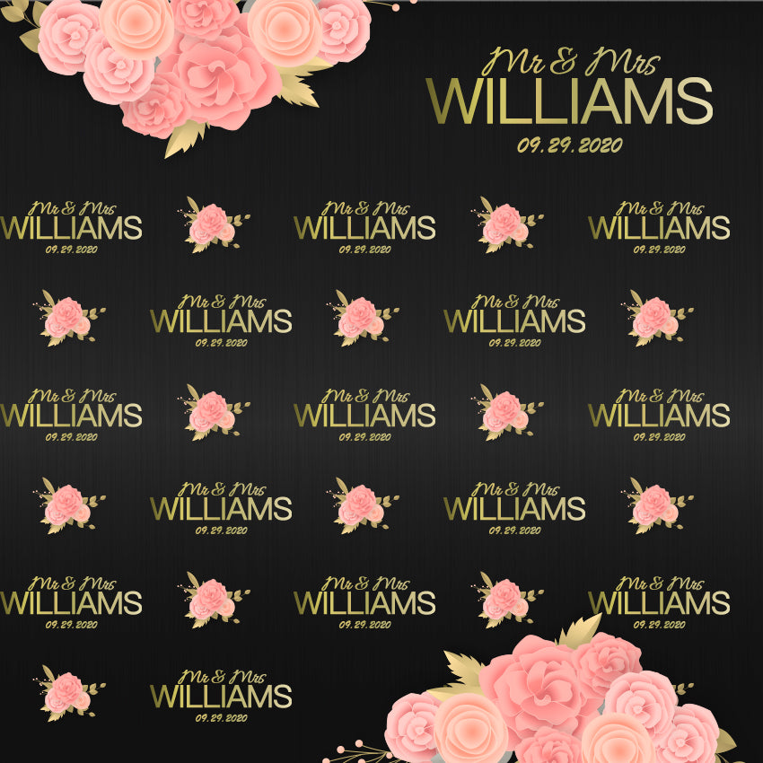 Custom Weeding Backdrop Step and Repeat Photography Backdrop D529