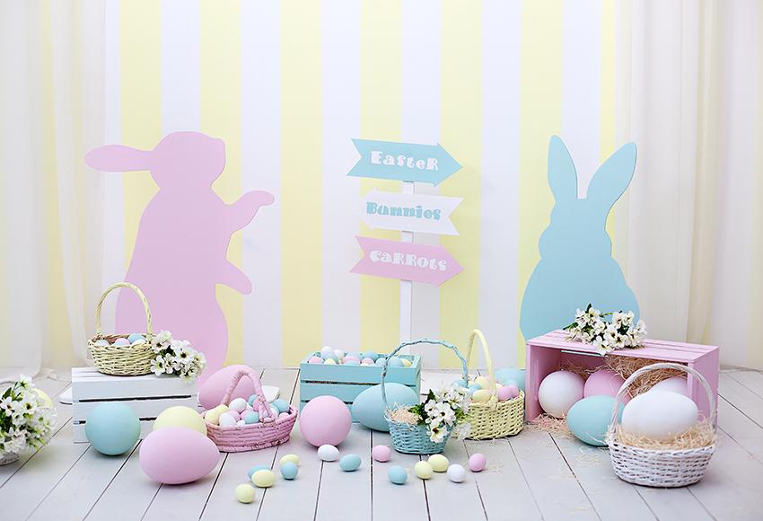 Easter Eggs Bunny Happy Easter Photography Backdrop SH560