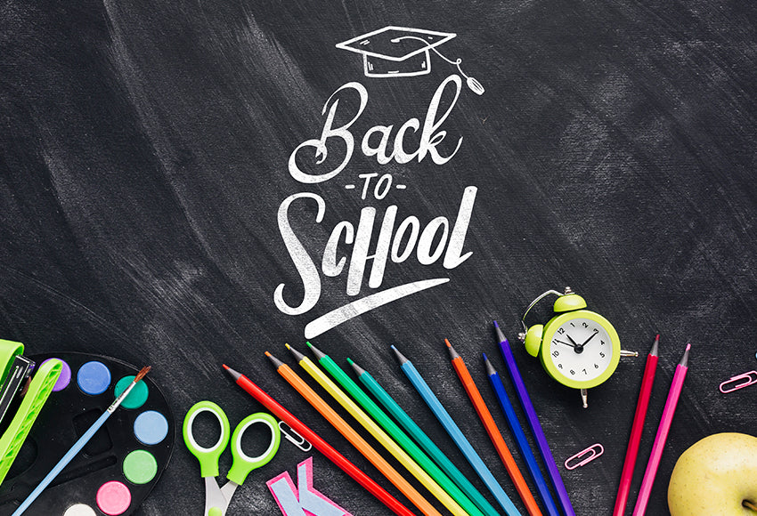 Back to School Backdrop Color Pencils Chalkboard Backdrop D646