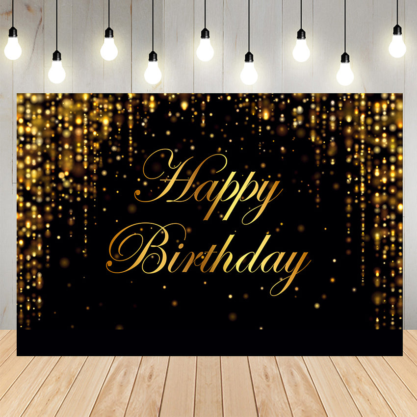 Gold Bokeh Custom Birthday Photography Backdrop D702