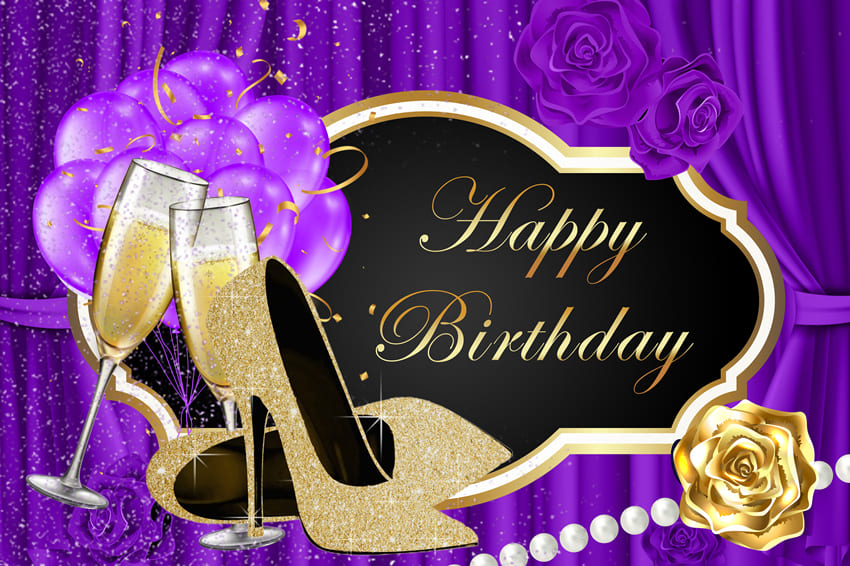 Champagne High Heels Custom Birthday Backdrop