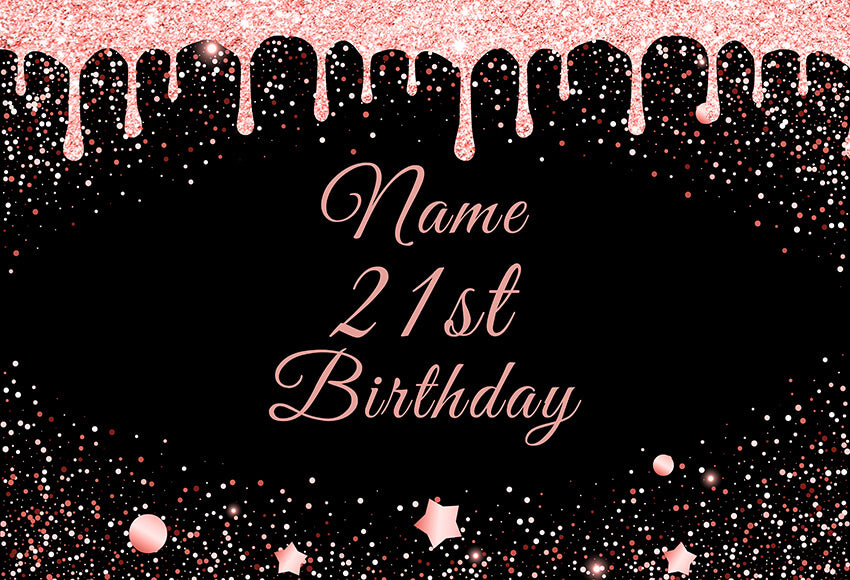 21st Birthday Custom Pink Black Backdrop Banner