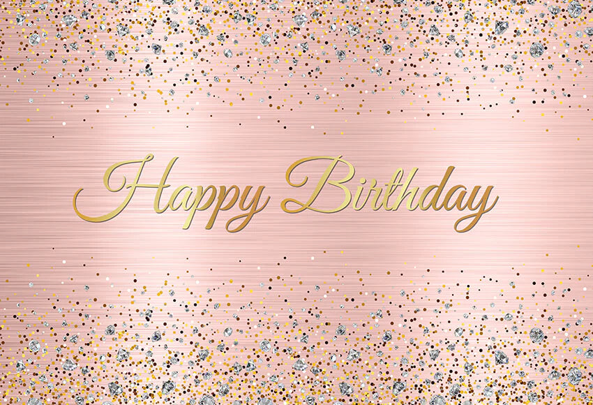 Pink Golden Custom Happy Birthday Backdrop D732 – Dbackdrop