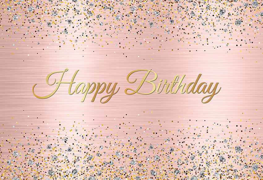 Pink Golden Custom Happy Birthday Backdrop D732