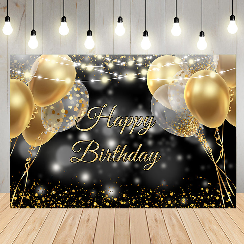 Gold Balloons Bokeh Custom Birthday Backdrop D736