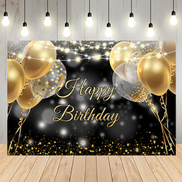 Gold Balloons Bokeh Custom Birthday Backdrop D736 – Dbackdrop