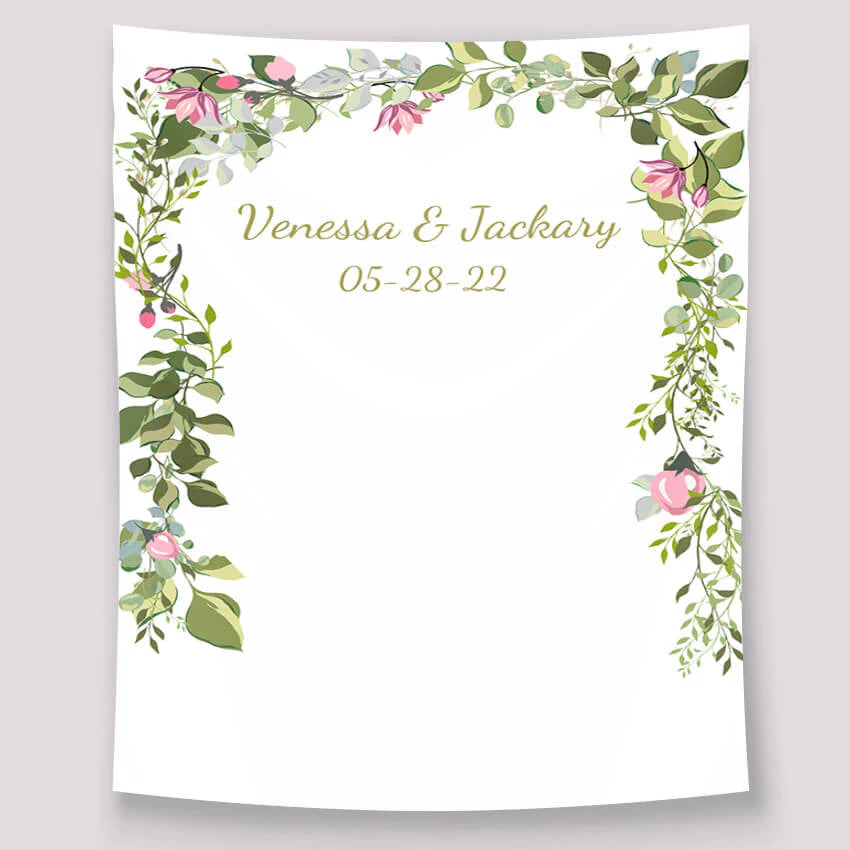 Flowers Vines Personalized Wedding Decor Backdrop D747