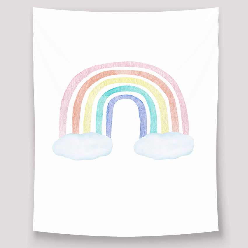 Boho Rainbow Clouds Children Photo Backdrop