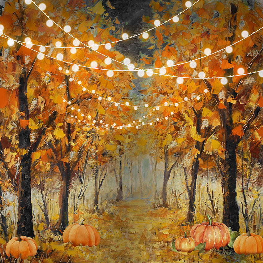 Autumn Pumpkin Forest Photo Booth Backdrop 