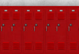 Back to School Backdrop Red Locker Row for Photography