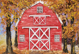 Red Barn Fall Tree Photo Shoot Backdrop