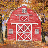 Red Barn Fall Tree Photo Shoot Backdrop