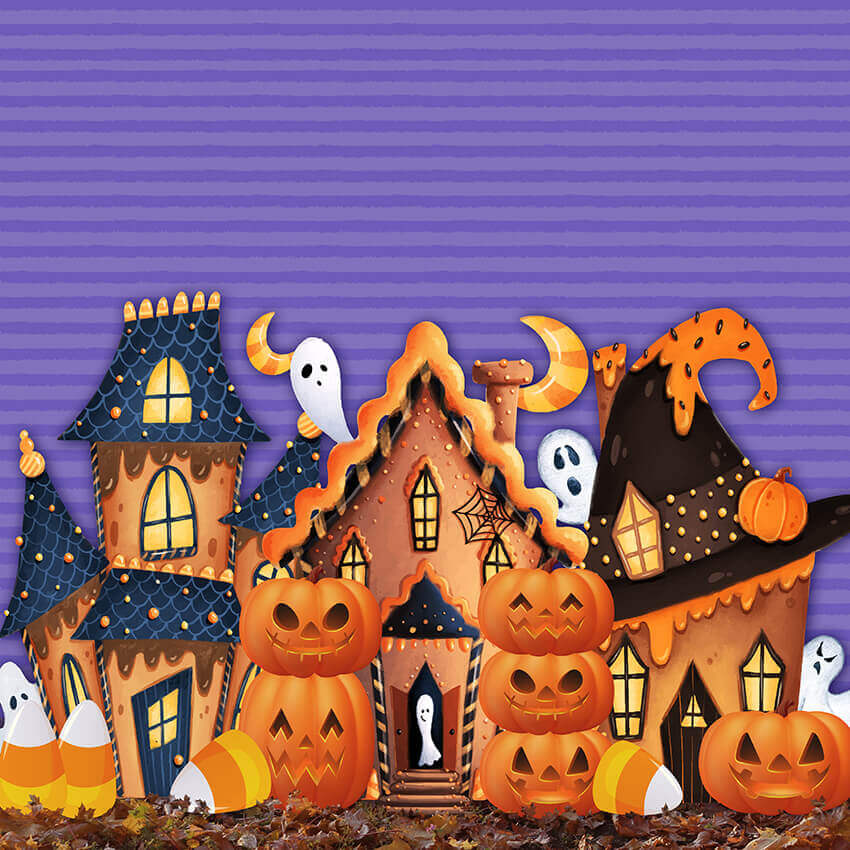 Halloween Backdrop Gingerbread Village for Photography