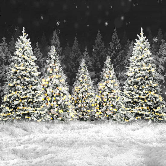 Christmas Night Forest Snow Photography Backdrop D893 – Dbackdrop