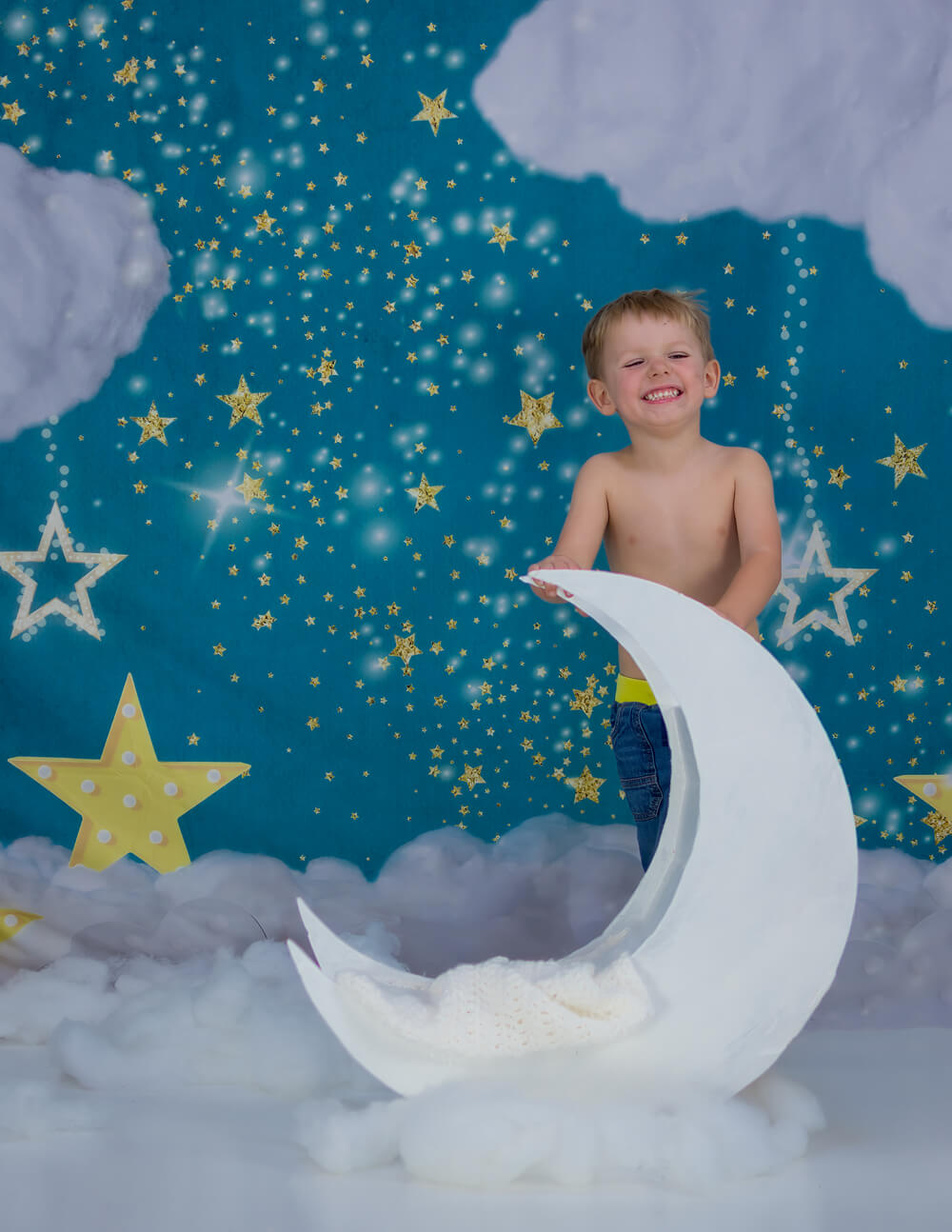 Twinkling Stars Clouds Birthday Cartoon Backdrop D922