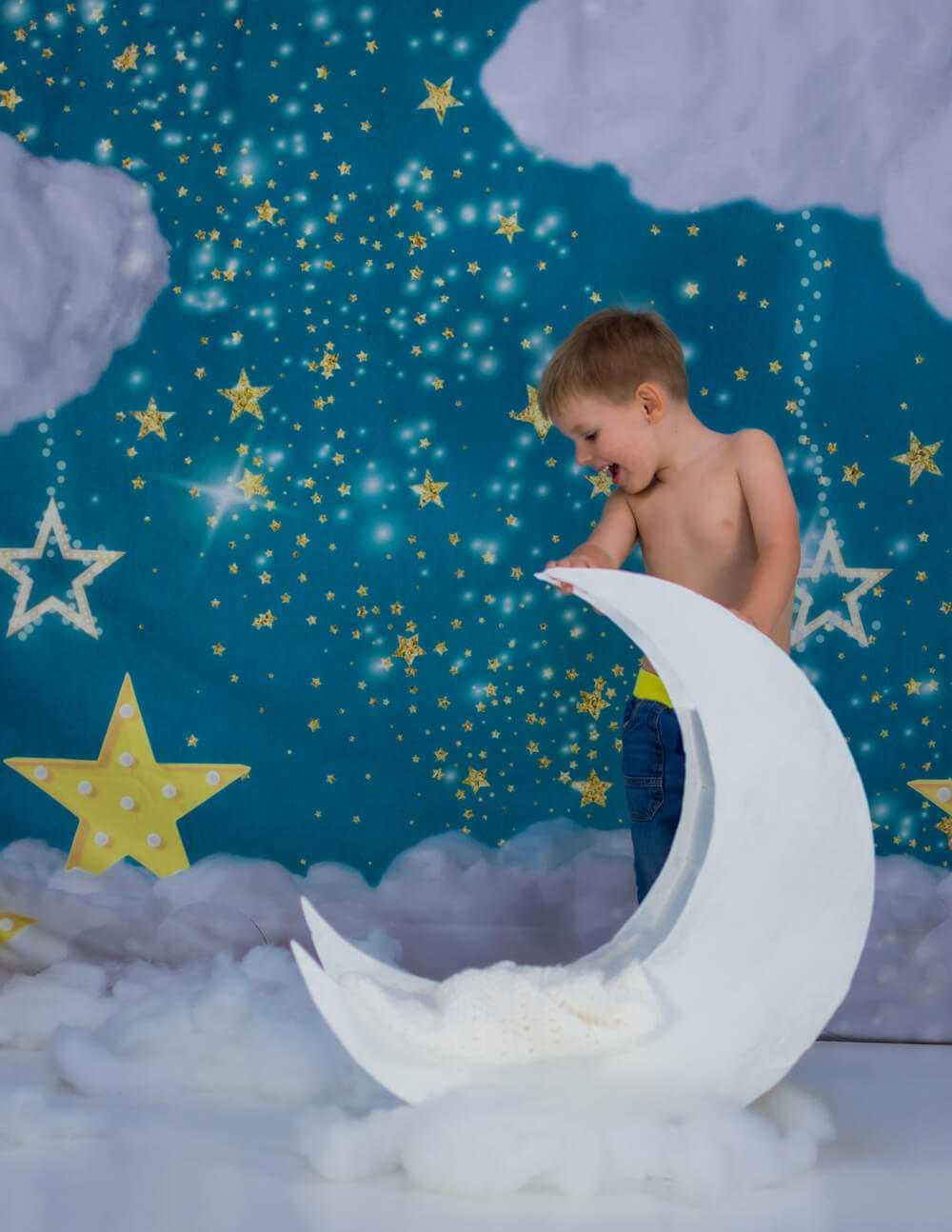 Twinkling Stars Clouds Birthday Cartoon Backdrop D922