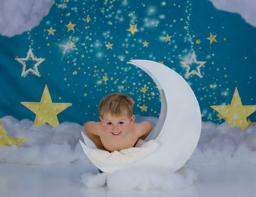 Twinkling Stars Clouds Birthday Cartoon Backdrop D922