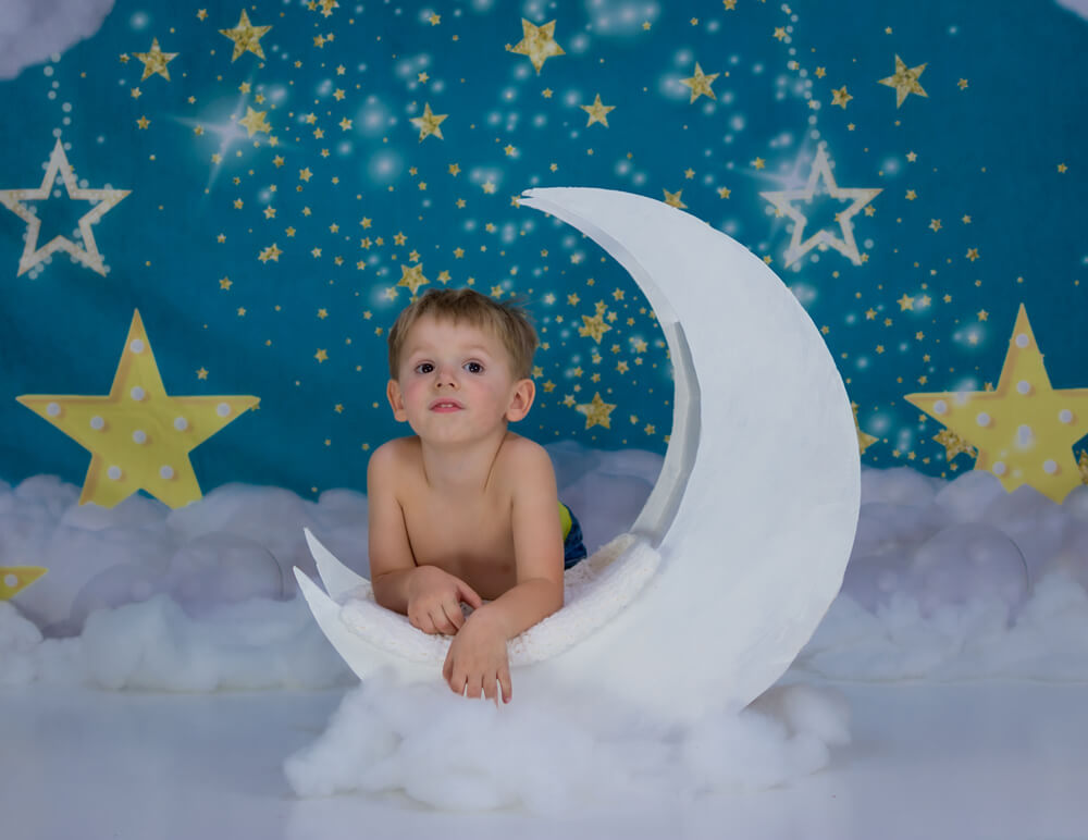 Twinkling Stars Clouds Birthday Cartoon Backdrop D922