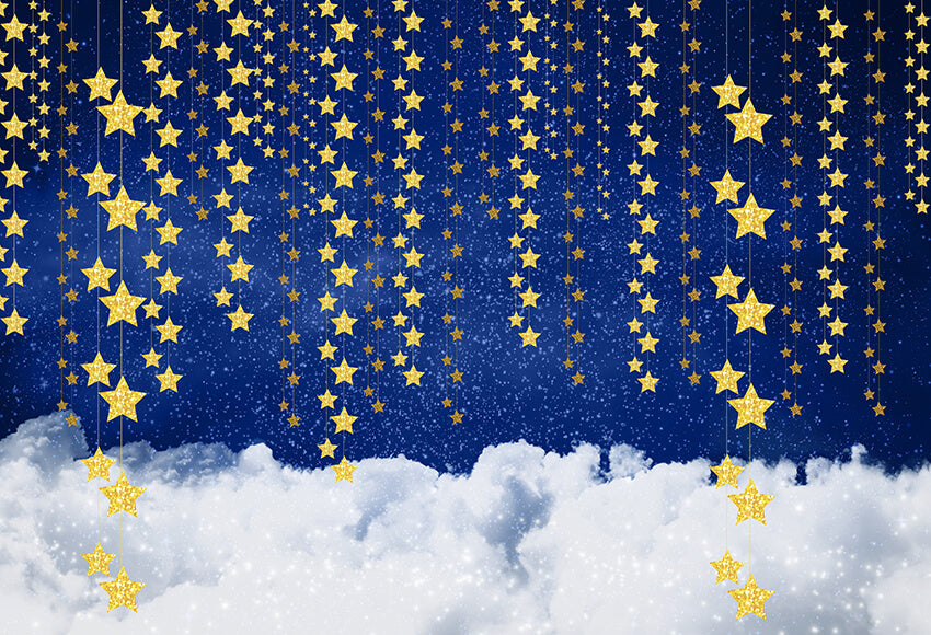 Night Sky Shining Stars Clouds Photography Backdrop 