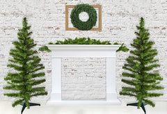 Brick Wall Christmas Tree Wreath Backdrop