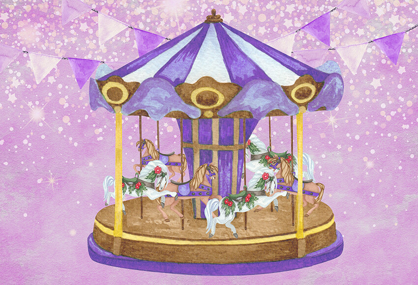 Carousel Horse Cartoon Photography Backdrop