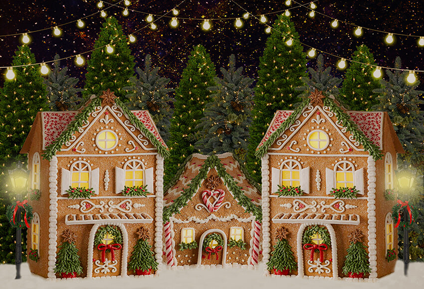 Gingerbread House Christmas Tree Backdrop