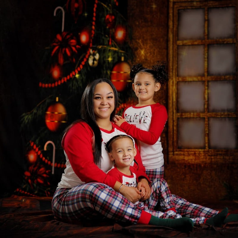 Christmas Trees And Treasure Box Backdrop for Photography