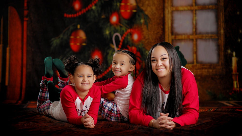 Christmas Trees And Treasure Box Backdrop for Photography DBD-P19196