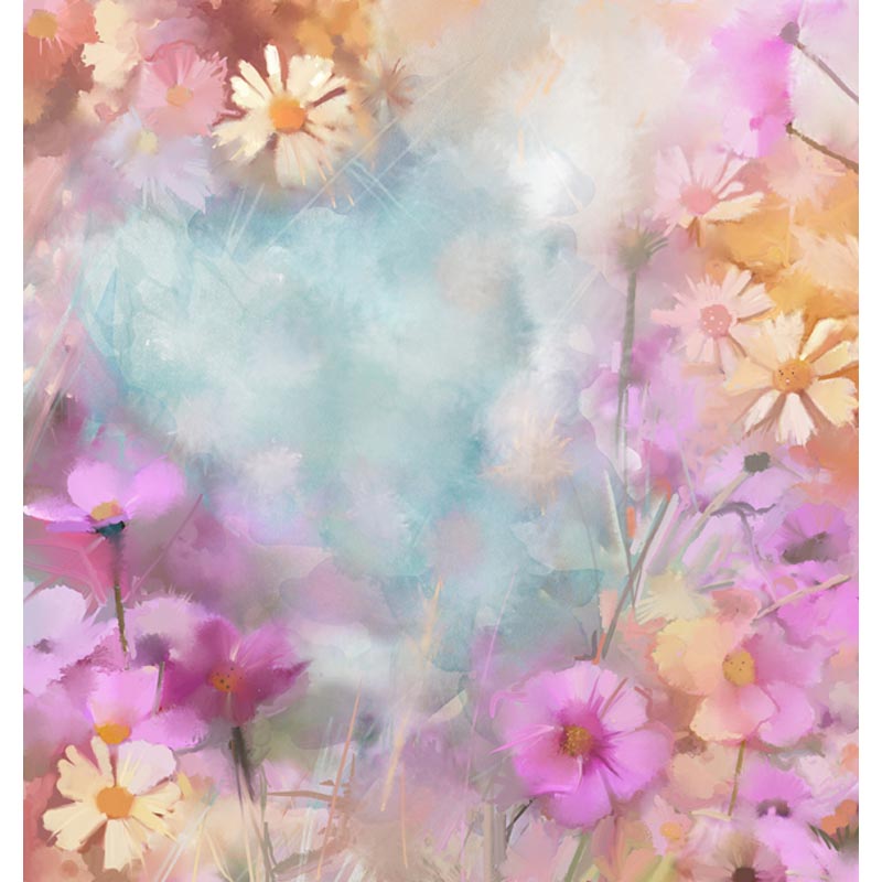 Abstract Flowers Watercolor Backdrop Lake Blue Background Photography Backdrop F-2098  