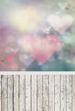 Valentine's Day Backdrop Love Heart Wood Floor For Photos  F-2954