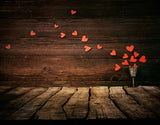 Vintage Grunge Wood Wall With Love Heart Backdrop F-2992