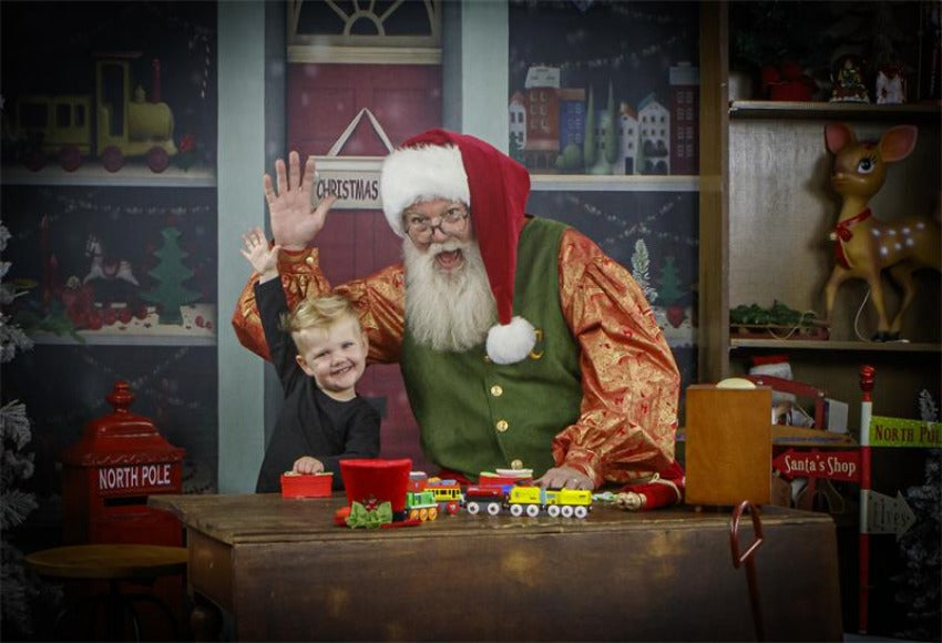 Christmas Santa Workshop Photography Backdrop