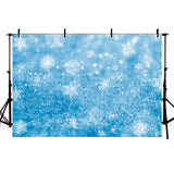 Blue Backdrop Snowflakes Background Bokeh Backdrop for Photography G-1031