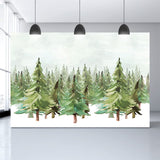 Christmas Trees Backdrop Watercolor Painting Snow Backdrop for Photography G-1202