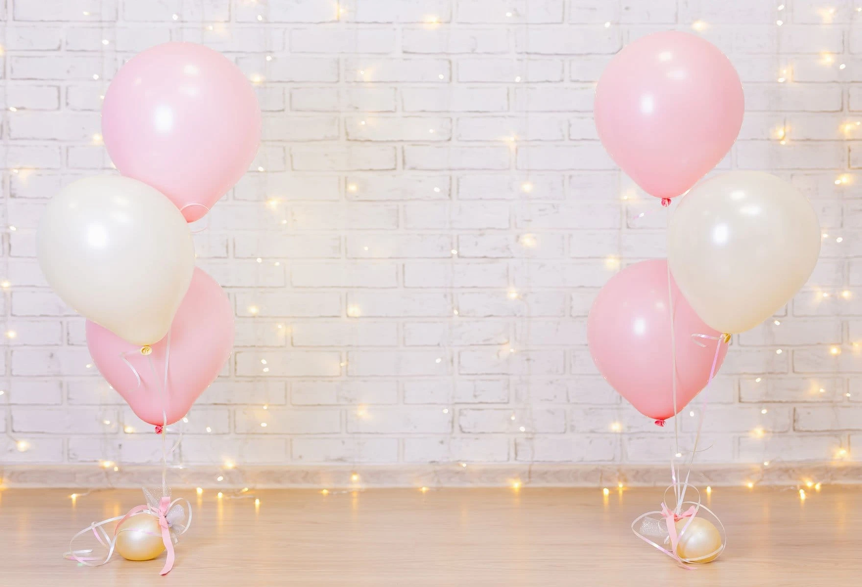 White Brick Wall Lights Balloons Photo Studio Backdrop  G-62