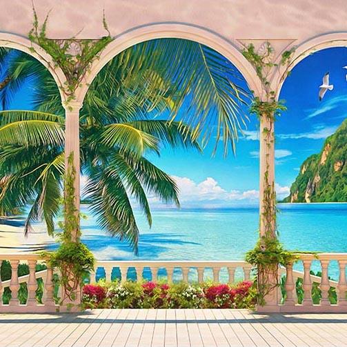 Seaside Blue Ocean Beach  Photo Backdrop G-431