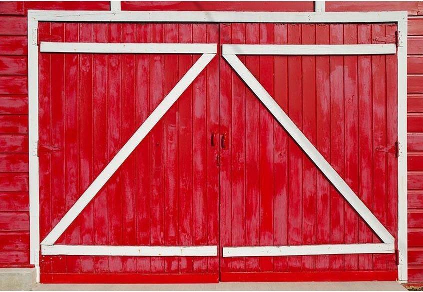 Red Retro Wood Barn Door Backdrop for Photo Booth G-556