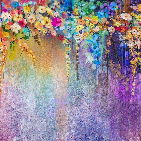 Beautiful Purple Flower Painting Backdrop for Photo Studio  G-771