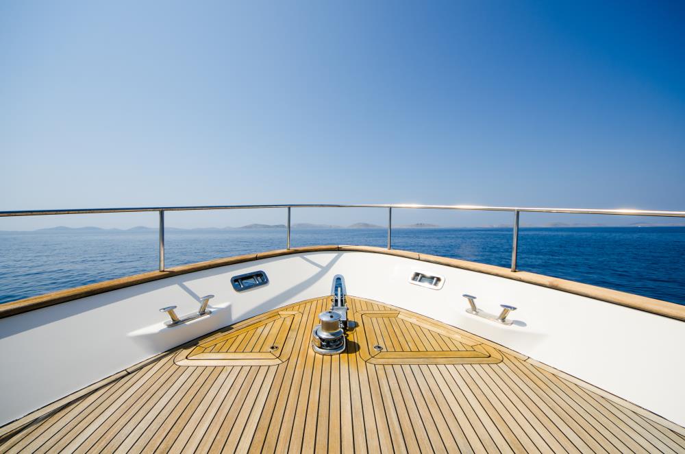 Wide Angle Shot of Front of the Yacht in Summer Time Backdrop G1