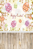 Happy Easter Eggs  With Wood Floor Backdrops for Pictures GE-003