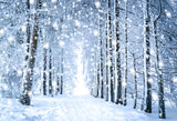 Beautiful White Forest Snow Scene Christmas Backdrops GX-1070 