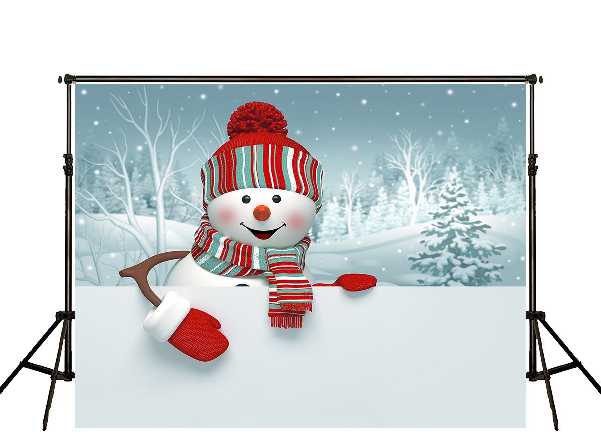 Winter Backdrops Snowman Background Snowy Backdrop HJ02698