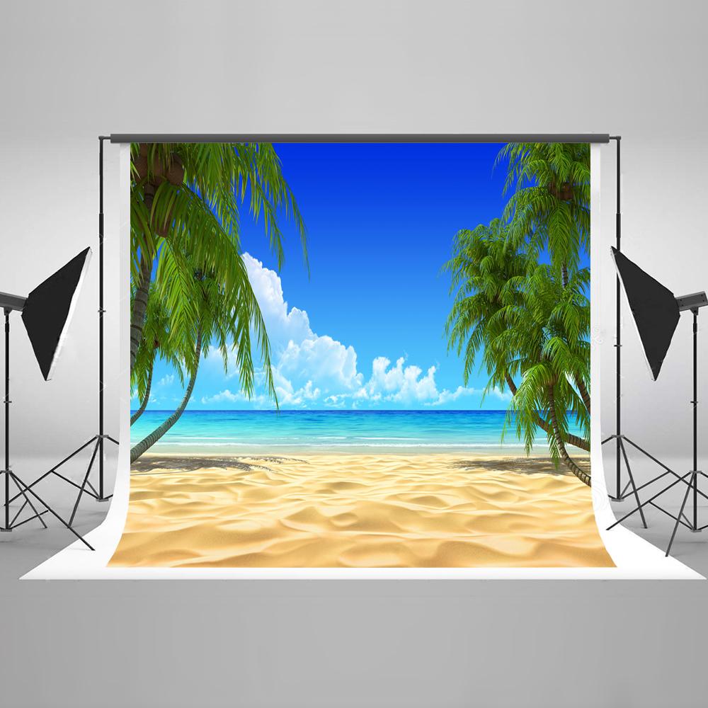  Summer  Beach  Blue Ocean Sky Backdrop HJ03738